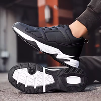 Chaussures décontractées épaisses personnalisées pour hommes de haute qualité, noires et blanches, pour la marche et la course quotidiennes, style lacets