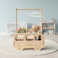 Organisateur de rangement pour bébé en bois rustique écologique, porte-manteau, étagère multifonctionnelle, gain de place, panier à vêtements pour chambre à coucher, garçons