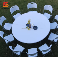 Table pliante blanche ronde lisse pour fête de mariage en gros Événements en plein air Tables rondes pliables simples pour événements de mariage