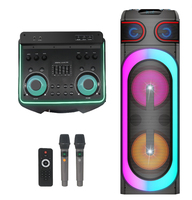 Altavoz Profesional Activo para Exteriores de 150 W con Bluetooth 5.0, Luces RGB, 2 Micrófonos, Doble Bajo de 12 Pulgadas, Inalámbrico, para DJ y Karaoke
