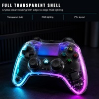 Manette de jeu sans fil transparente RGB P05 pour PS4 PC Android Bluetooth 5.0 Double vibration Six axes Pavé tactile Type-C