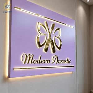 Lettres lumineuses en acrylique personnalisées, enseigne lumineuse 3D à LED avec <span class=keywords><strong>panneau</strong></span> arrière facilement déplaçable sans fil pour la décoration murale des bureaux d'entreprise - Product Image 4