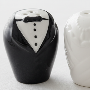 Ensemble de pots à épices en céramique écologiques pour <span class=keywords><strong>couple</strong></span> de jeunes mariés, salière et poivrière, cadeaux pour la mariée et le marié - Product Image 3