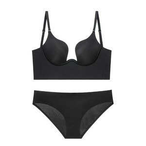 Women Seamless Low <strong>Back</strong> <strong>Bra</strong> Set Wire Lifting Deep U Shaped Plunge Backless <strong>Bra</strong> <strong>With</strong> Convertible <strong>Clear</strong> <strong>Straps</strong> - Product Image 4