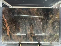 Dalles de marbre brun exquises, écologiques, pour comptoirs de cuisine et villas, et marches d'escalier pour résidences haut de gamme