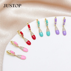 CZ Unisex Trendy Gold-Plated Brass Pendant Earrings Small <b>Huggie</b> Dangle Drop Environmental Friendly Geometric Minimal Jewelry - Product Image 4