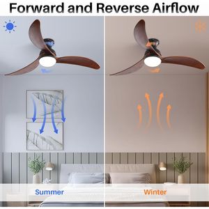 Ventilateur de plafond intelligent 52 pouces avec pales en bois massif, télécommande et lumière, contrôlable par application pour chambres - Product Image 6