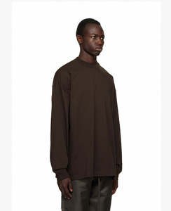 Heavy 310G algodón de gran tamaño Unisex patrón sólido Color tierra Otoño Invierno alta calidad suelta manga larga Camiseta hombro para hombres - Product Image 3