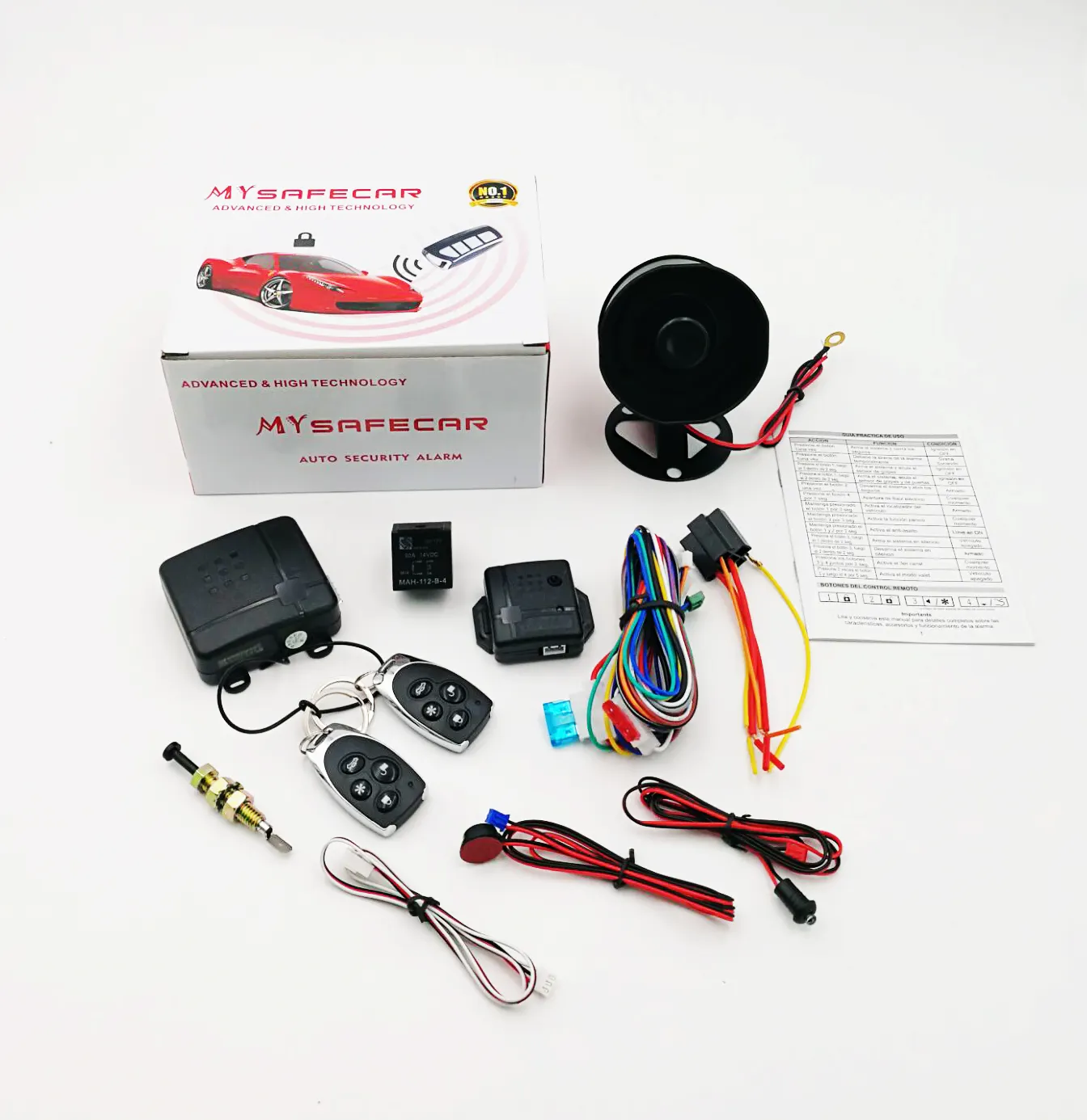 DALOS Anti-hijacking one way alarm with shock sensor remote trunk release customized box and logo for car alarm system