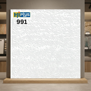 AMPLUS 991 - Placa de Techo Suspendido Cuadrada Moderna de PVC Blanco con Diseño Texturizado en 3D, Impermeable y con Aislamiento Térmico - Product Image 1