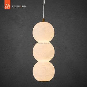 Lampe suspendue en forme de globe empilé en albâtre espagnol, en laiton, pour hôtel, villa, chambre, salon. - Product Image 3