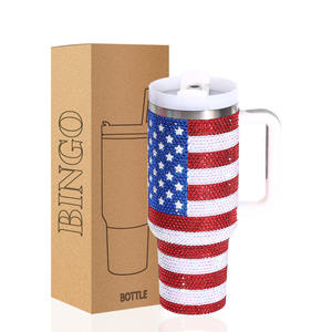 Grande Vente : Gobelet Isotherme 40oz avec Strass, Motif Drapeau Américain, Luxe, Double Paroi en Acier Inoxydable, Écologique, Qualité <span class=keywords><strong>Alimentaire</strong></span>, pour Café et <span class=keywords><strong>Eau</strong></span> - Product Image 1