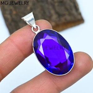 จี้อเมทิสต์925เงินสเตอร์ลิงสร้อยคออินเทรนด์ใช้ได้ทั้งชายและหญิงเสน่ห์สำหรับงานแต่งงานและงานเลี้ยงรูปทรงรีในราคาขายส่ง - Product Image 3