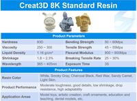 Résine standard 8K Creat3D haute précision, durcissable aux UV, 405 nm, pour imprimantes 3D à résine LCD