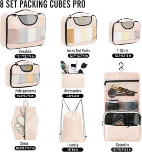 <span class=keywords><strong>8</strong></span> Bộ cho túi du lịch màu hồng hình khối Tổ Chức Công suất lớn 4 Kích cỡ (cực lớn lớn vừa nhỏ) cho các yếu tố cần thiết cho chuyến đi đường - Product Image 5