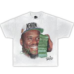 Camiseta de Algodón Meniom Shaq Money Talk, Estilo Y2K, Estampado Gráfico de Baloncesto, Corte Regular, Manga Corta para Hombre - Product Image 1