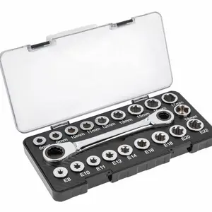 20 Pieces 8-19mm E8-E22 Mm Hexagonal Fixação Elemento Ratchet Soquete Anel Spanner Wrench Set