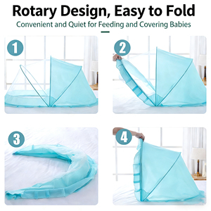 Moustiquaire <span class=keywords><strong>de</strong></span> <span class=keywords><strong>lit</strong></span> bébé confortable Enteng, tente pliable portable, mignonne, respirante, anti-insectes, en maille 100% polyester 200TC - Product Image 4