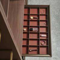 Tiroir de rangement multifonction RMS à fermeture douce pour armoire, boîte à bijoux, double amortisseur, rail en aluminium/cuir pour chambre à coucher