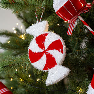 2025 nouveau rouge et blanc décoratif mousse canne à sucre sucette pendentif arbre de noël ornements décorations - Product Image 4