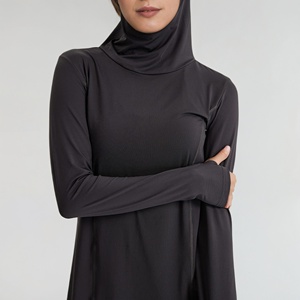 Abbigliamento Casual modesto <span class=keywords><strong>sportivo</strong></span> manica lunga <span class=keywords><strong>Top</strong></span> mussulm Hoodie Activewear Abaya Muslim abbigliamento da palestra per donna - Product Image 6