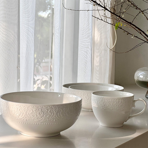 <span class=keywords><strong>Set</strong></span> di Stoviglie in Porcellana Bianca Floreale Personalizzato, <span class=keywords><strong>24</strong></span> <span class=keywords><strong>Pezzi</strong></span>, Piatto Fondo Rotondo in Ceramica Adatto al Microonde, Ciotola per Insalata, <span class=keywords><strong>Set</strong></span> da Tavola per Ristorante - Product Image 5