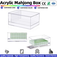 Boîte de rangement transparente en acrylique personnalisée pour tuiles et cartes de Mahjong américains, boîte de présentation pour accessoires de Mahjong