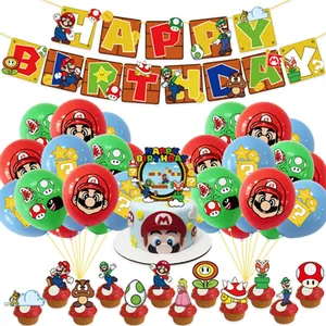 Jogo infantil super mario mario, conjunto de festa, suprimentos de decoração, figura de aniversário, conjunto de balão, presentes de aniversário x4126