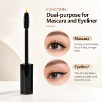 Flacon cylindrique en verre ambré vide de 10 ml, tube de mascara et d'eye-liner double embout avec bouchon et brosse