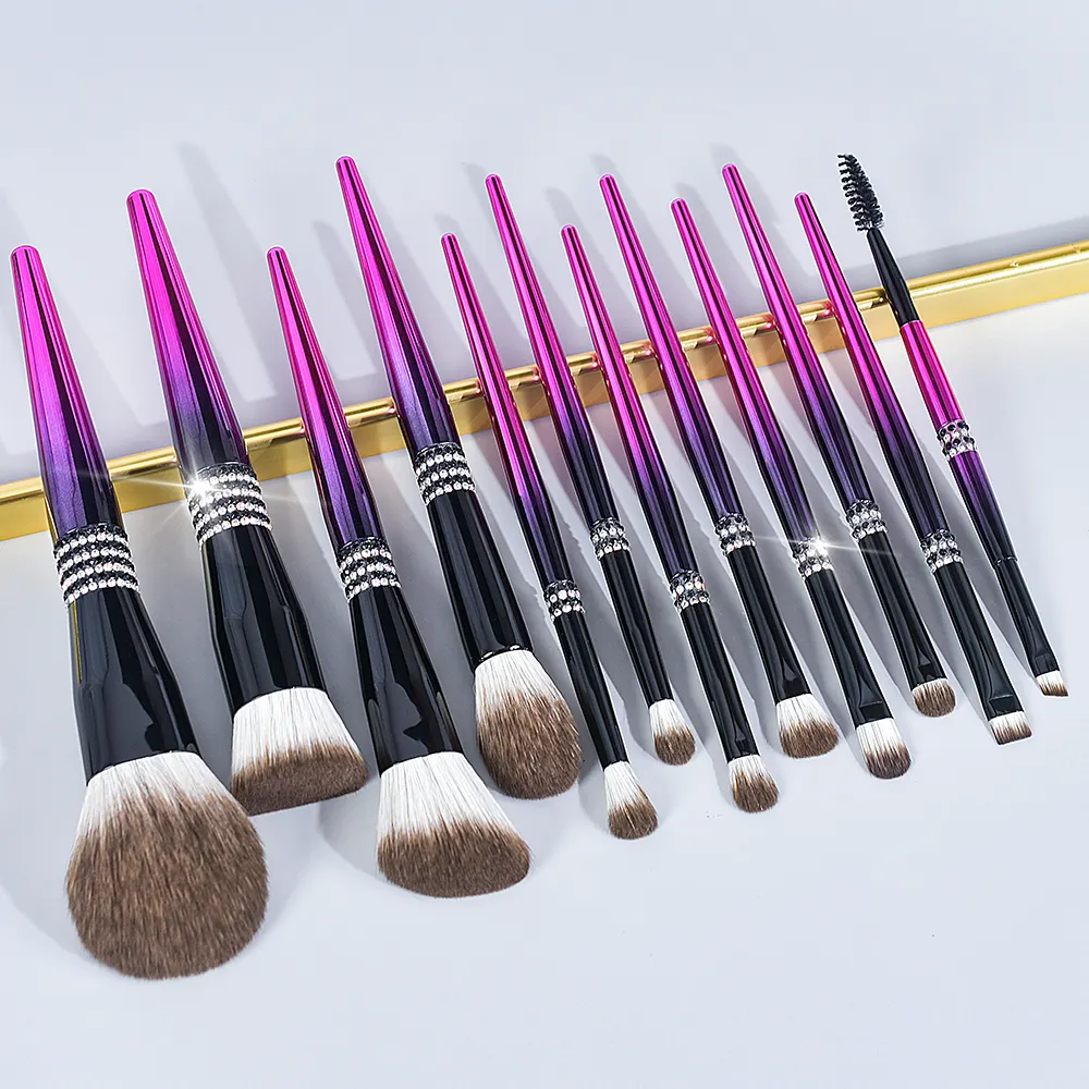 BUEART MAKE YOUR LOGO top Rose Gold Luxury Brush Set 15pc Makeup Face Eye Premium Quality Soft Plush foundation