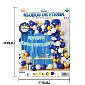 Globos decorativos en arco, azul, blanco, dorado, decoraciones de pared para fiestas de plástico, 1 unidad - Product Image 3