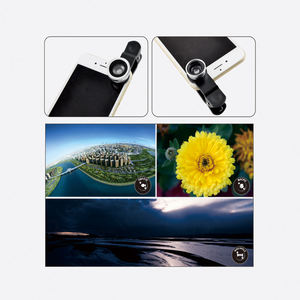 ユニバーサルクリップオン携帯電話カメラレンズ 3 in 1、180度魚眼レンズ+広角レンズとマクロレンズキット付き、スマートフォン用 - Product Image 6
