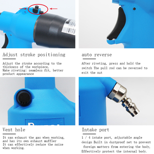 Outil d'insertion pneumatique M3-M12 Rivet écrou pistolet outil pneumatique M0312 pistolet à <span class=keywords><strong>riveter</strong></span> pneumatique riveteuse hydraulique - Product Image 4