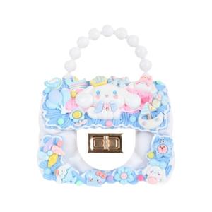 Bolsa de Mensajero Moderna Hecha a Mano para Niñas, con Pegamento Crema, Diseño de Gatito y Piedras, Impermeable, Regalo Infantil, Hecho a Mano con Pegamento Crema - Product Image 1