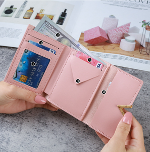 Portafoglio da Donna Corto di Fabbrica Versione Coreana, Portamonete alla Moda in Pelle PU, Fermasoldi di Lusso, Porta Carte e Contanti Pieghevole da Donna - Product Image 5