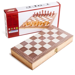 Set 3-in-1 di Scacchi, <span class=keywords><strong>Dama</strong></span> e Backgammon a Prezzo di Fabbrica, Tavola Pieghevole in Legno con Altri Accessori per Giochi - Product Image 2