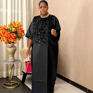 AM251113 Luxury African Kaftan Dresses Elegant O-neck <strong>Sequined</strong> Loose Dress Stain Party Dresses Women Islamic Clothing Abaya <strong>Robe</strong> - Product Image 5