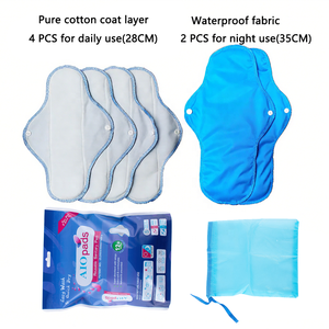 Serviettes hygiéniques en tissu de coton réutilisables pour femmes, 100 % coton, roses, avec sac – Vente en gros à prix abordable - Product Image 2