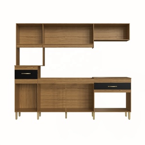 Mueble de Cocina Compacto de Estilo Moderno Decibel DB-CO2624 NP CLARA con 6 Puertas y 2 Cajones, Madera Contrachapada Natural/Negro - Product Image 3