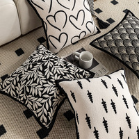 Housse de coussin carrée minimaliste moderne pour hôtel, noir et blanc, pour canapé, coussin décoratif de luxe léger