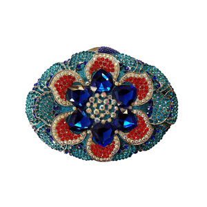 Women 3D Floral Gemstone Evening Bag Chic Rhinestone Wedding Clutch <b>Purse</b> Cocktail Prom Handbag with Removable Chain - Product Image 1