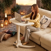 Table d'appoint mobile pliable pneumatique à hauteur réglable avec roulettes verrouillables pour ordinateur portable, utilisation portable dans le salon