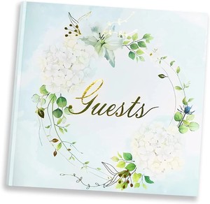 Livre d'or de mariage élégant et haut de gamme avec motifs floraux et verdoyants, couverture rigide et dorure à chaud, pour la réception de mariage et les événements spéciaux - Product Image 3