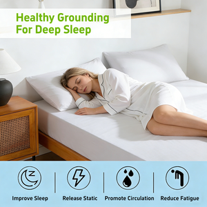 <span class=keywords><strong>Lenzuola</strong></span> con messa a terra in 25% fibra d'argento e 75% cotone organico con tester per prese elettriche, kit lenzuolo con angoli con messa a terra, biancheria da letto con connessione alla terra - Product Image 4