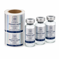 Étiquettes personnalisées imperméables en plastique pour flacons, autocollants holographiques pour bouteilles de 3 ml/5 ml/10 ml/100 ml, emballage avec boîte