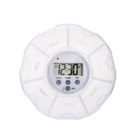 Boîte à pilules intelligente ronde à portions prédéfinies avec rappel de temps programmé et lecture enregistrée, modèle à 7 compartiments pour seniors