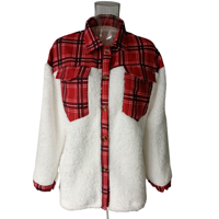 Chemisier-veste surdimensionné en flanelle à carreaux et patchwork sherpa pour femme, col à revers, chaud, personnalisé, grandes tailles, vêtement d'extérieur décontracté pour l'hiver