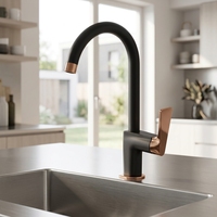 Robinet de cuisine plaqué de haute qualité, mitigeur monocommande eau chaude et froide, bec pivotant à 360° pour cuisine commerciale et domestique