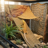 Hamac triangulaire pour lézards en corde de coton tressée à la main avec ventouses puissantes, lit durable et respirant pour dragons barbus, hamac pour reptiles