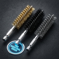 Kit de brosses de polissage industrielles pour nettoyage de tubes à essai, pistolets de pulvérisation et tuyaux, avec poils en fil d'acier et de cuivre, manche métallique, diamètre 1/2